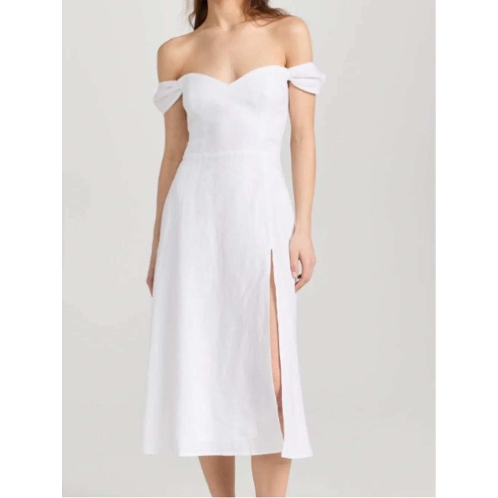 Reformation Womens Bridgton White Linen Midi Dress Size 0